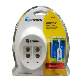CARGADOR DE BATERIAS 9V CON 2 BATERIAS INCLUIDAS (steren)
