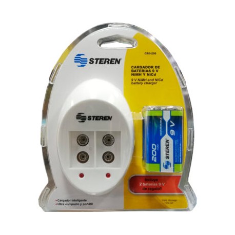 CARGADOR DE BATERIAS 9V CON 2 BATERIAS INCLUIDAS (steren)