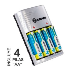 CARGADOR DE BATERIAS AA/AAA/9V C/4 PILAS AA (steren)