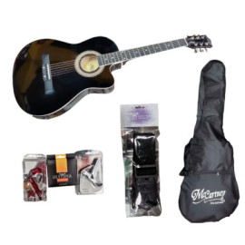 GUITARRA ELECTROACUSTICA NEGRO SLIM CUERDAS DE ACERO (mccar