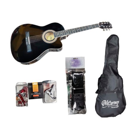 GUITARRA ELECTROACUSTICA NEGRO SLIM CUERDAS DE ACERO (mccar