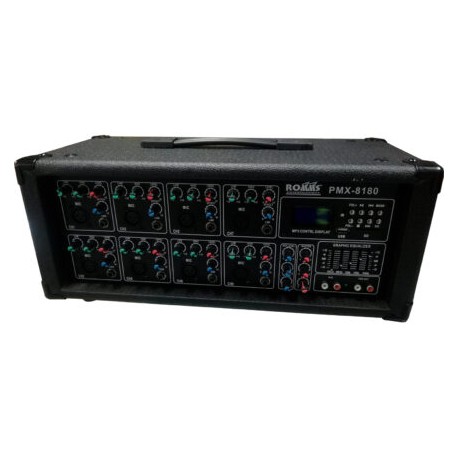 MEZCLADORA AMPLIFICADA 8 CANALES USB/BLUETOOTH/ 150W (romms)