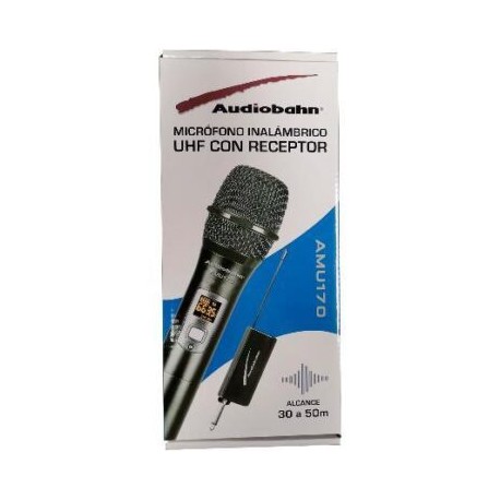 MICROFONO INALAMBRICO (Audiobahn) METALICO CON RECEPTOR RECARGABLE FRECUENCIA UHF MOD AMU170