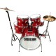 BATERIA (Evolution) HERRAJE CROMO  5PZ COLOR  ROJO RAYADA
